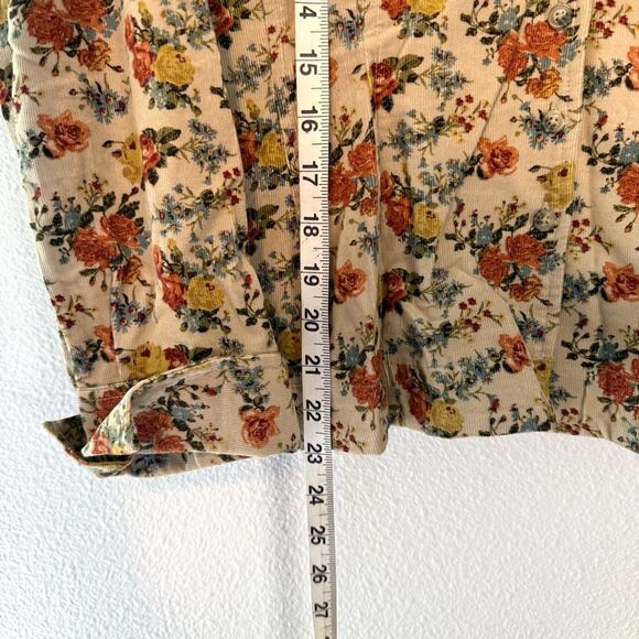 Christopher & Banks Floral Print Corduroy Button Down Size Medium - Picture 4 of 9